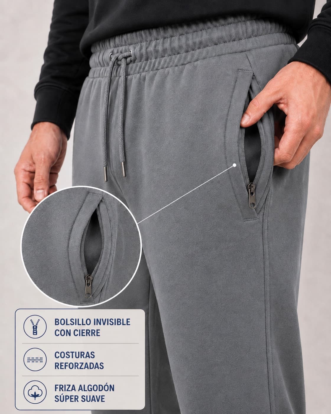 Jogging con puño negro — detalle